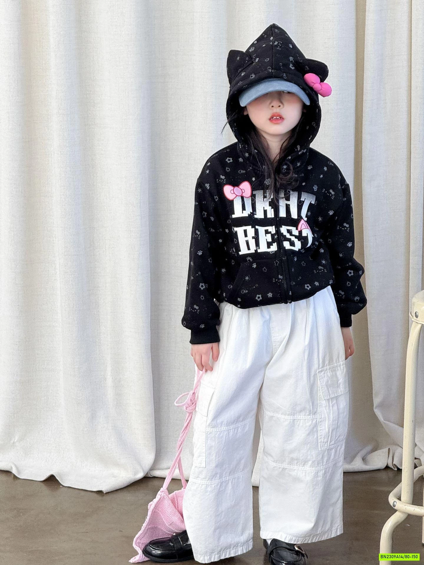 KHOÁC HOODIE MIX QUẦN SUÔNG TRẮNG