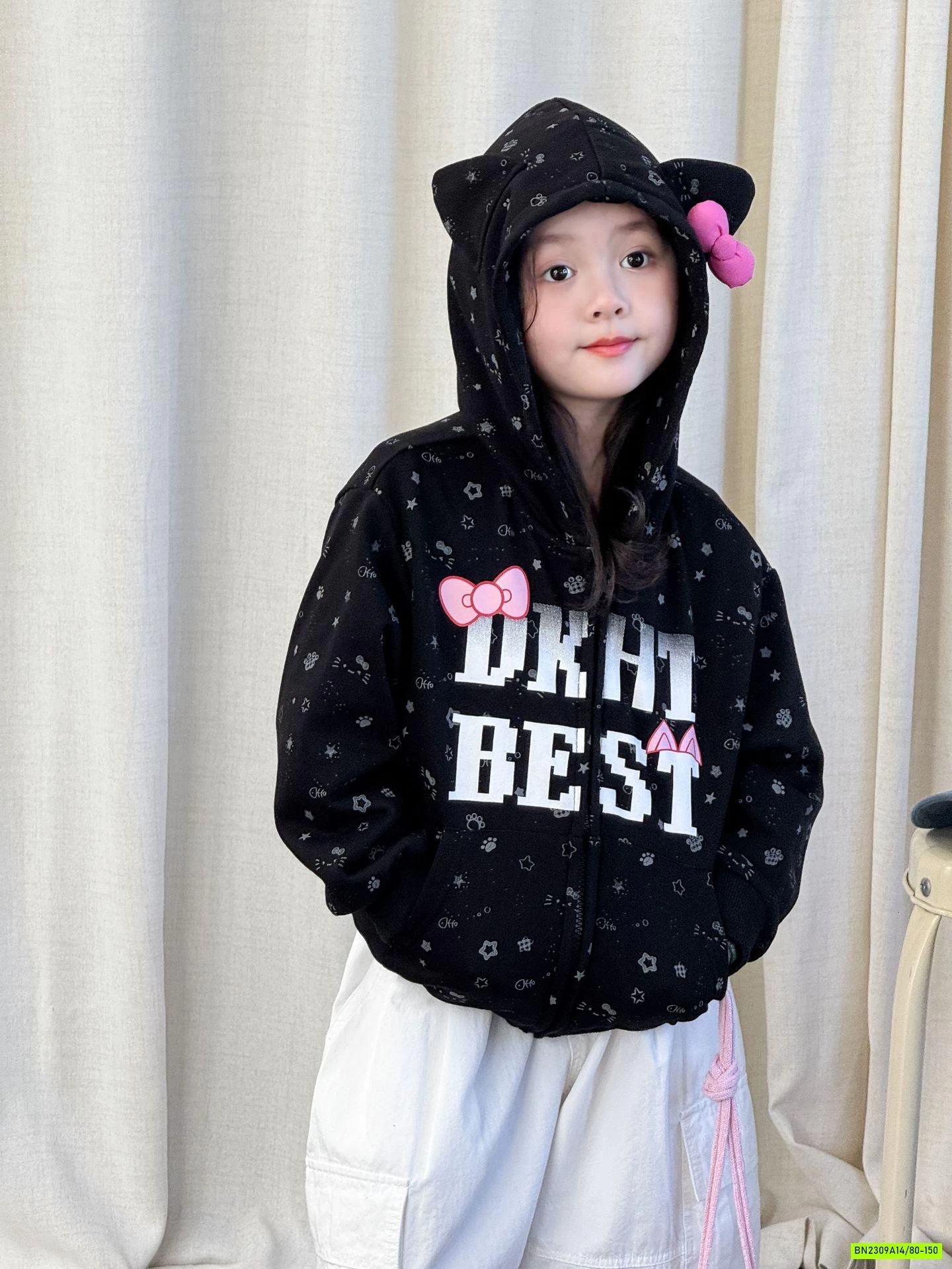 KHOÁC HOODIE MIX QUẦN SUÔNG TRẮNG