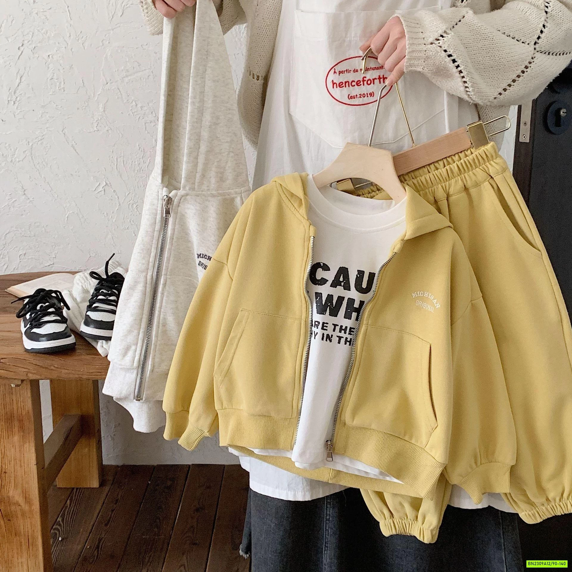 BỘ NỈ ÁO KHOÁC LIỀN MŨ