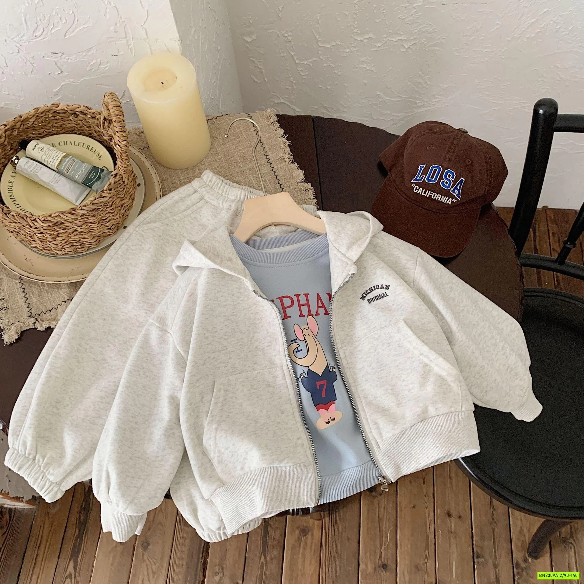 BỘ NỈ ÁO KHOÁC LIỀN MŨ