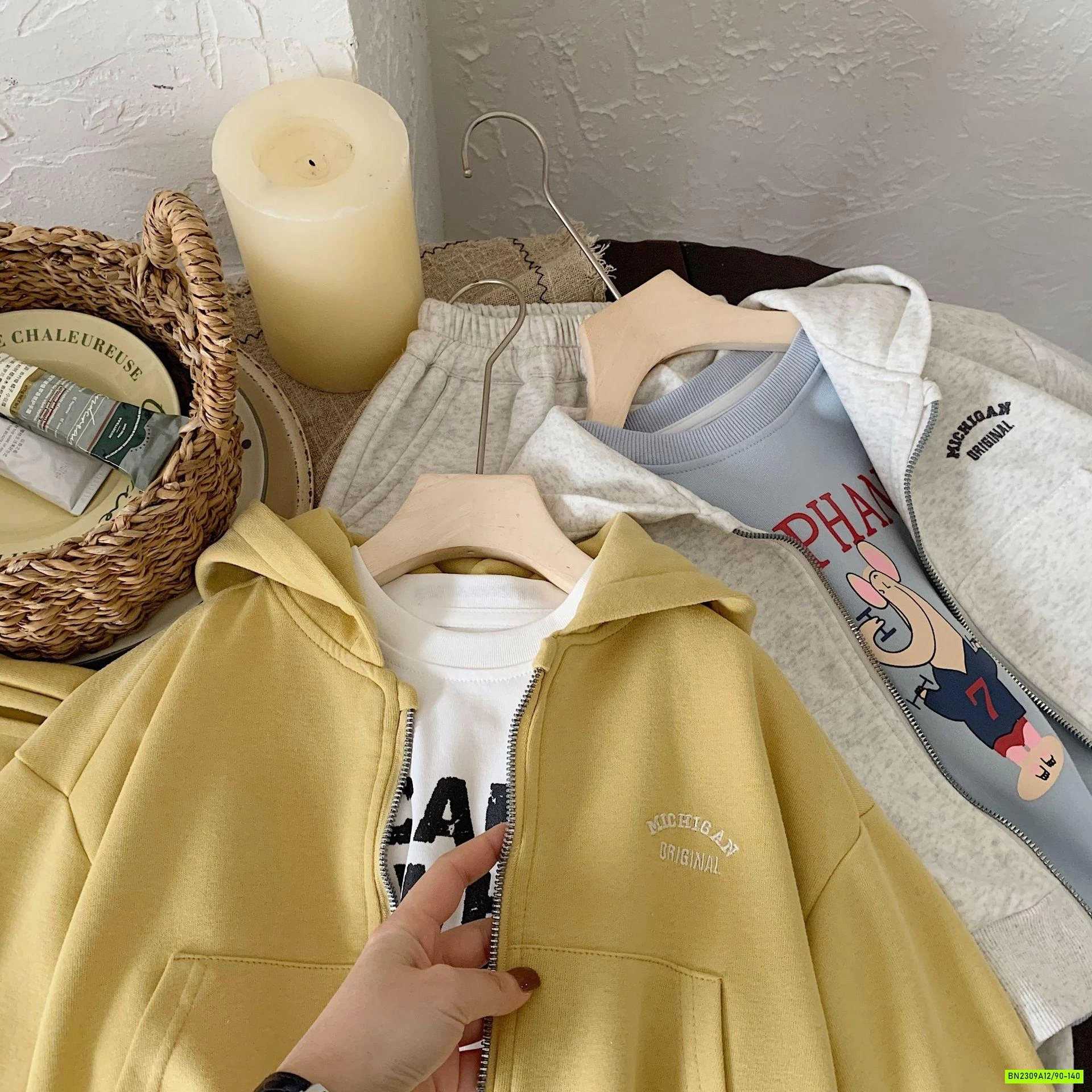 BỘ NỈ ÁO KHOÁC LIỀN MŨ