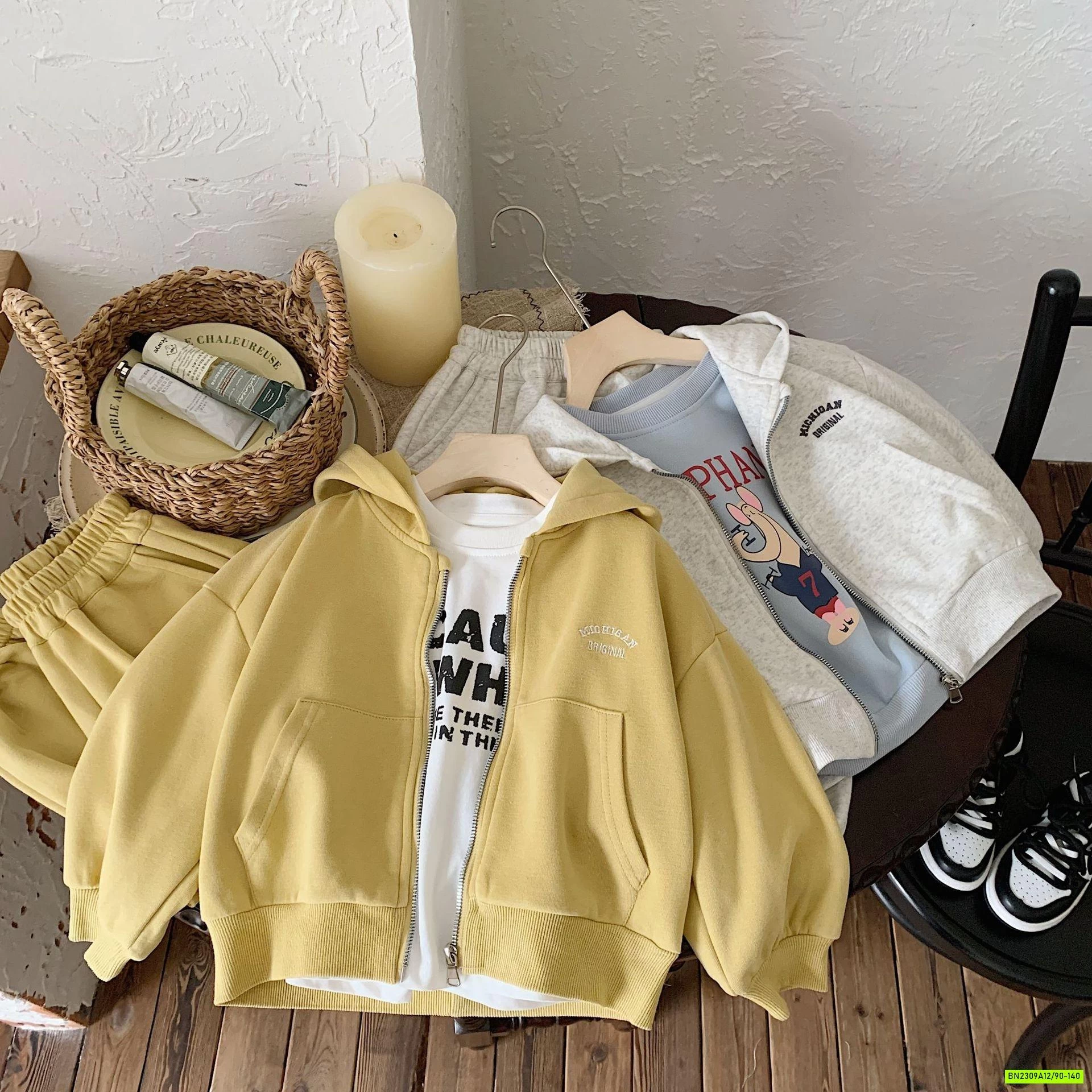 BỘ NỈ ÁO KHOÁC LIỀN MŨ