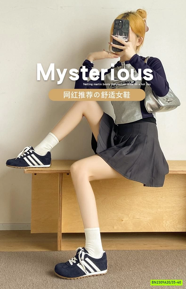 GIÀY THỂ THAO DA LỘN 3 VẠCH NỮ