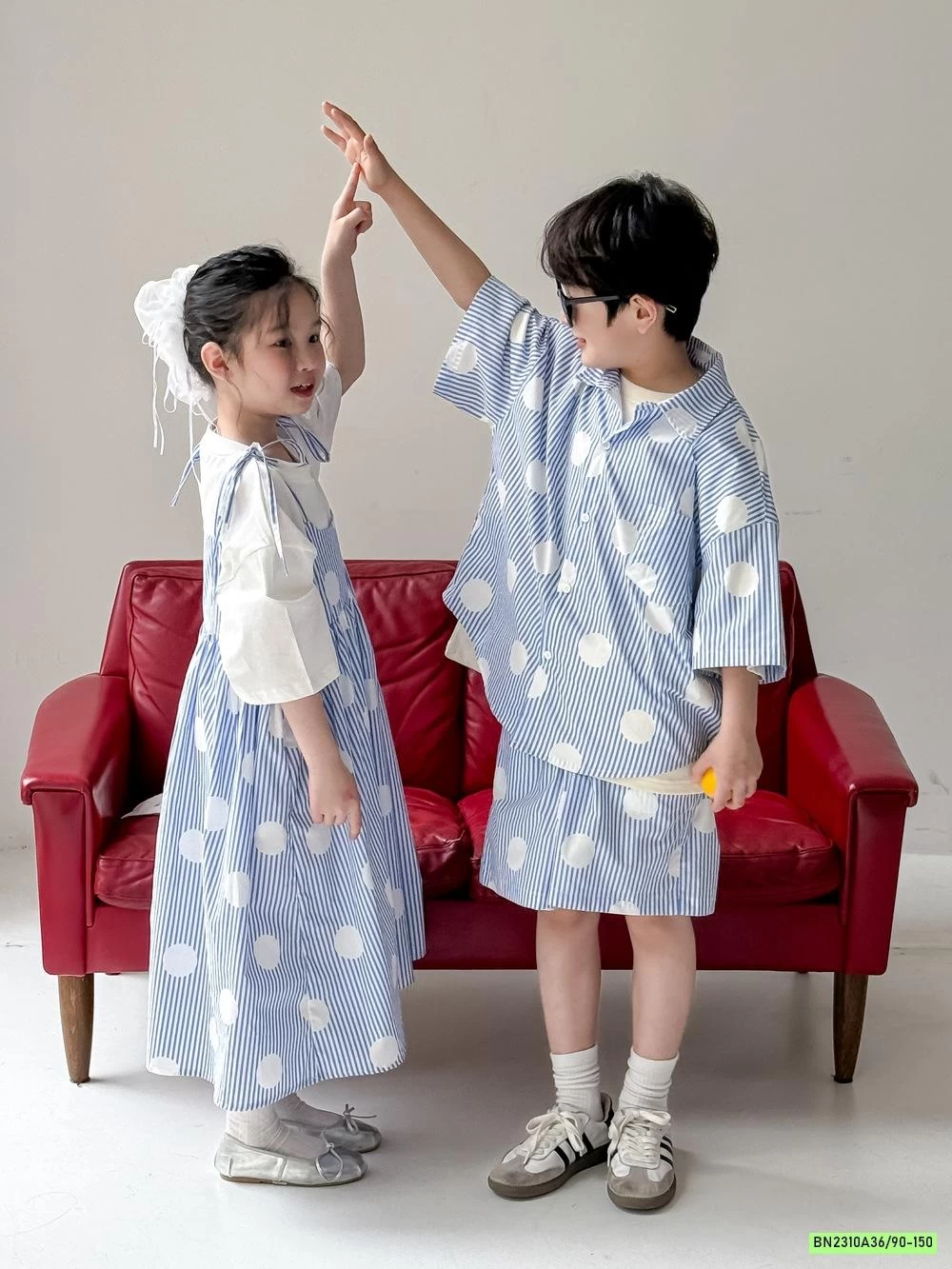 COUPLE SƠ MI SỌC XANH KUMAIKIDS