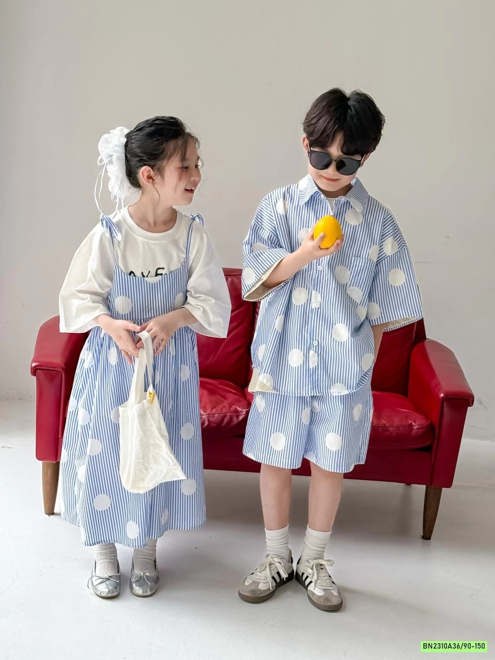 COUPLE SƠ MI SỌC XANH KUMAIKIDS
