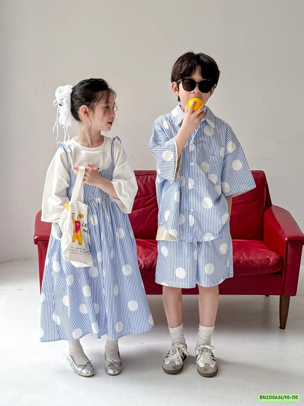COUPLE SƠ MI SỌC XANH KUMAIKIDS