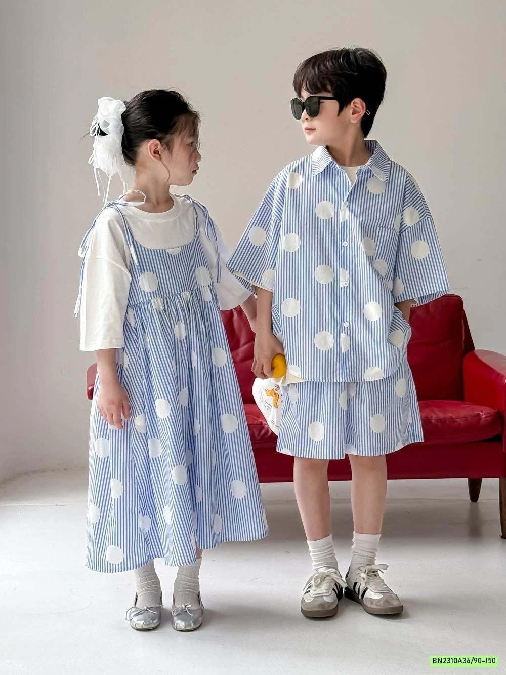 COUPLE SƠ MI SỌC XANH KUMAIKIDS