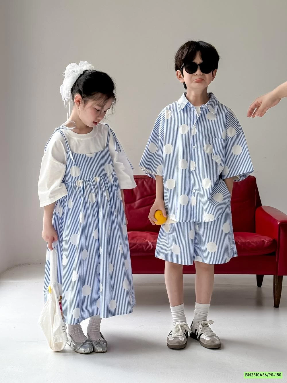 COUPLE SƠ MI SỌC XANH KUMAIKIDS