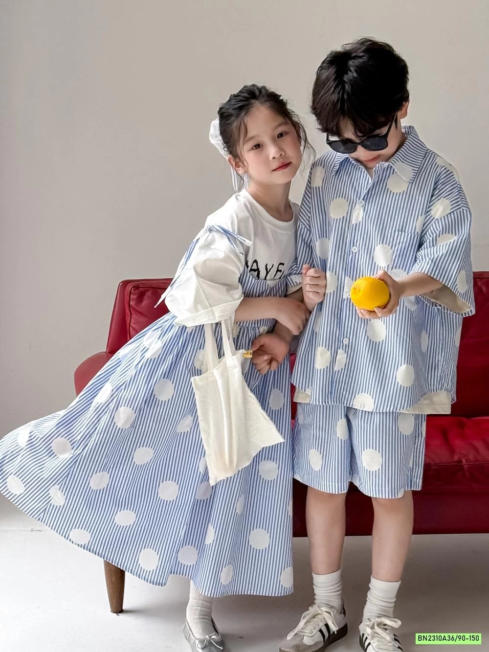 COUPLE SƠ MI SỌC XANH KUMAIKIDS