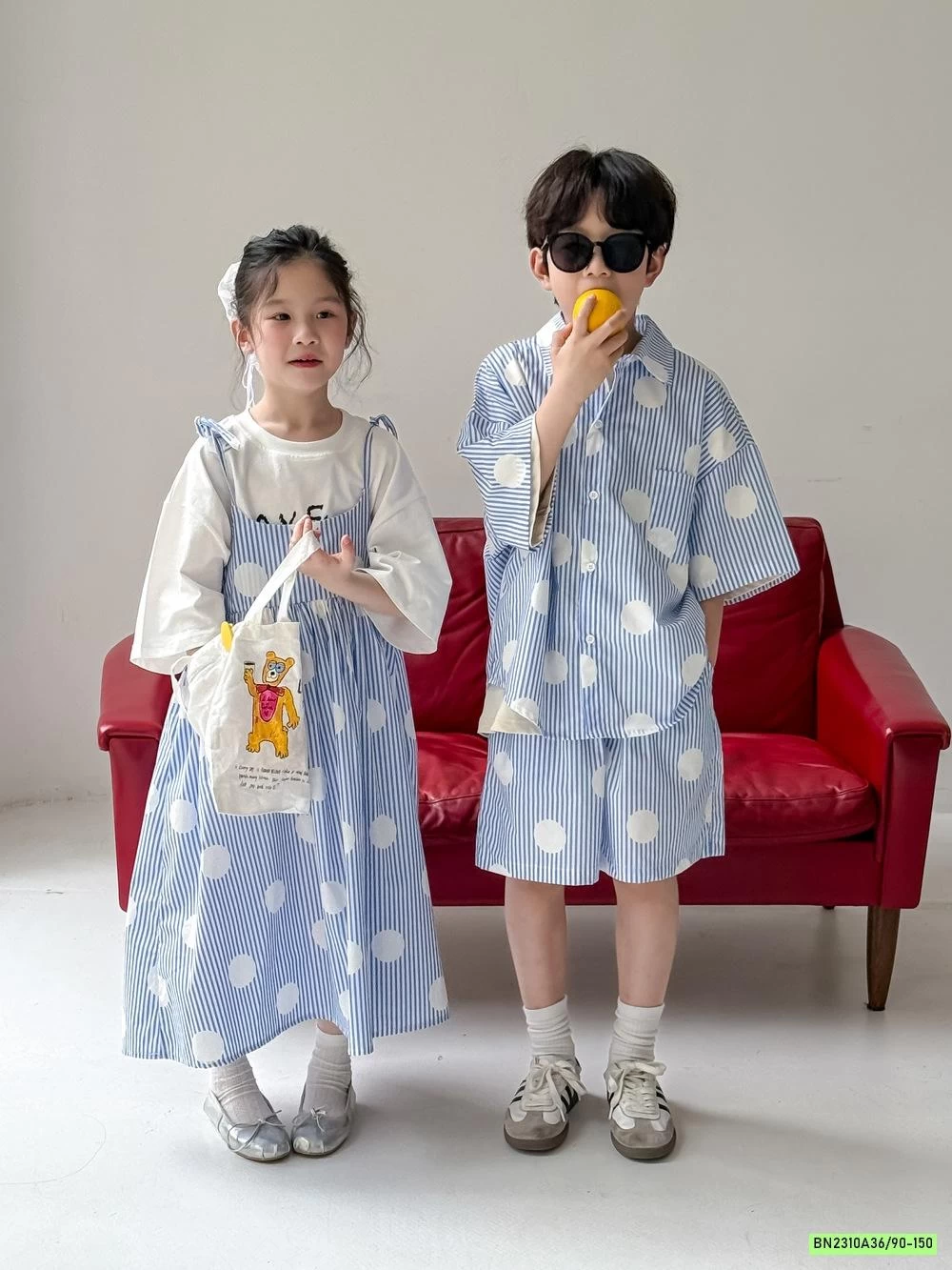 COUPLE SƠ MI SỌC XANH KUMAIKIDS