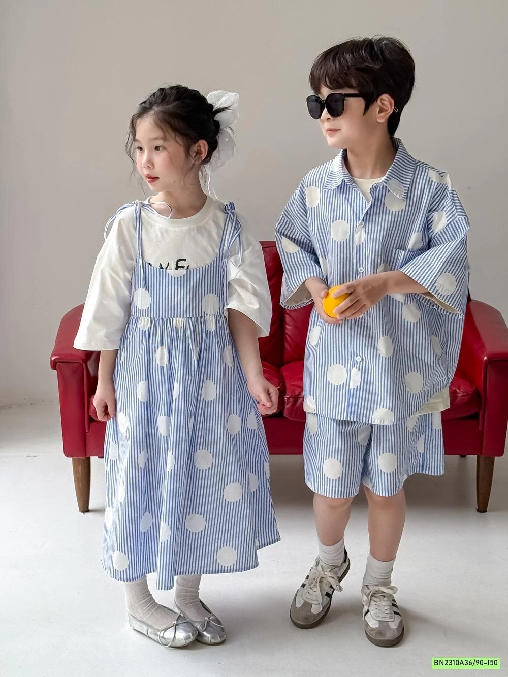 COUPLE SƠ MI SỌC XANH KUMAIKIDS