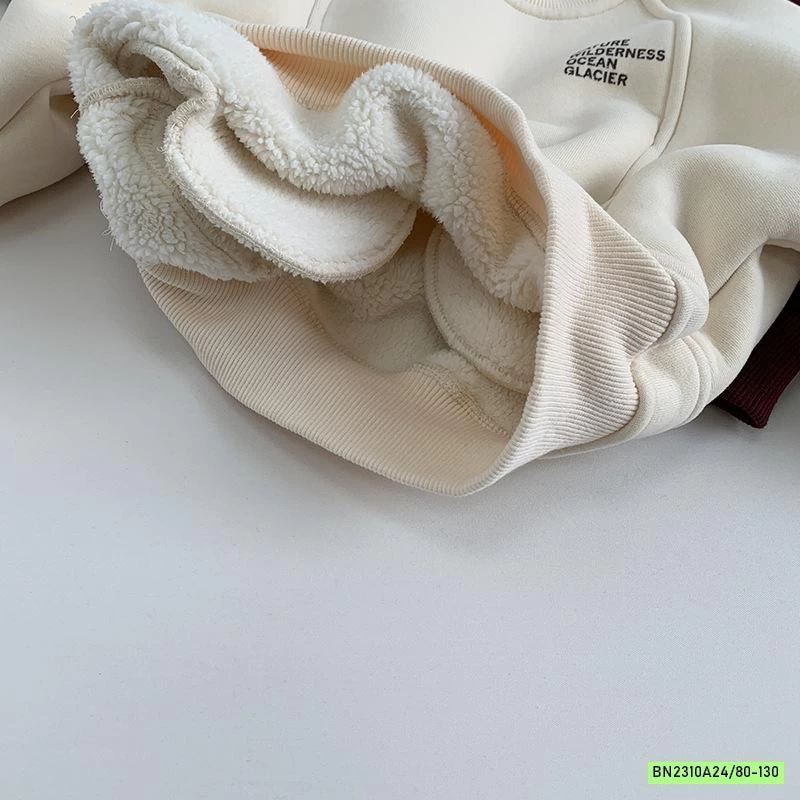 ÁO NỈ LÓT LÔNG CỪU CỔ TRÒN MUZIYOUYOU