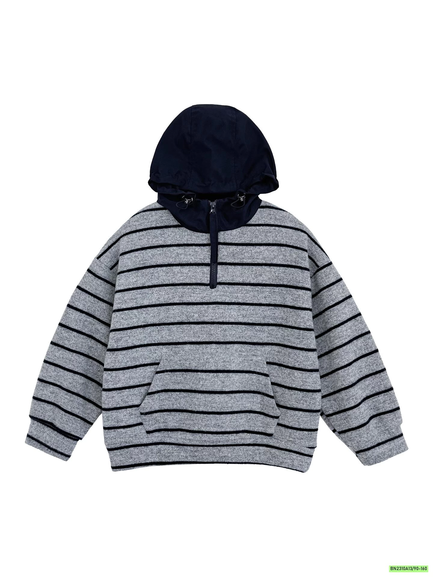 HOODIE NỈ KẺ PHỐI MÀU MŨ