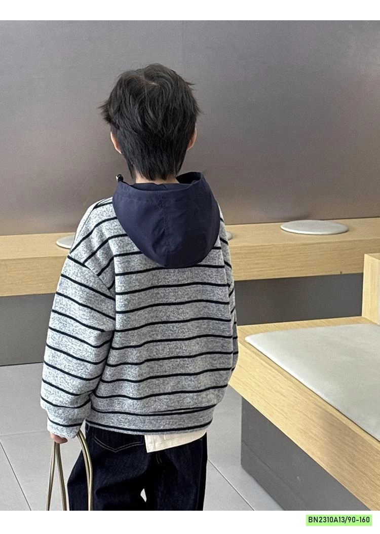 HOODIE NỈ KẺ PHỐI MÀU MŨ