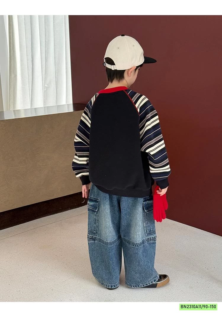 ÁO NỈ PHỐI TAY KẺ LÓT NHUNG