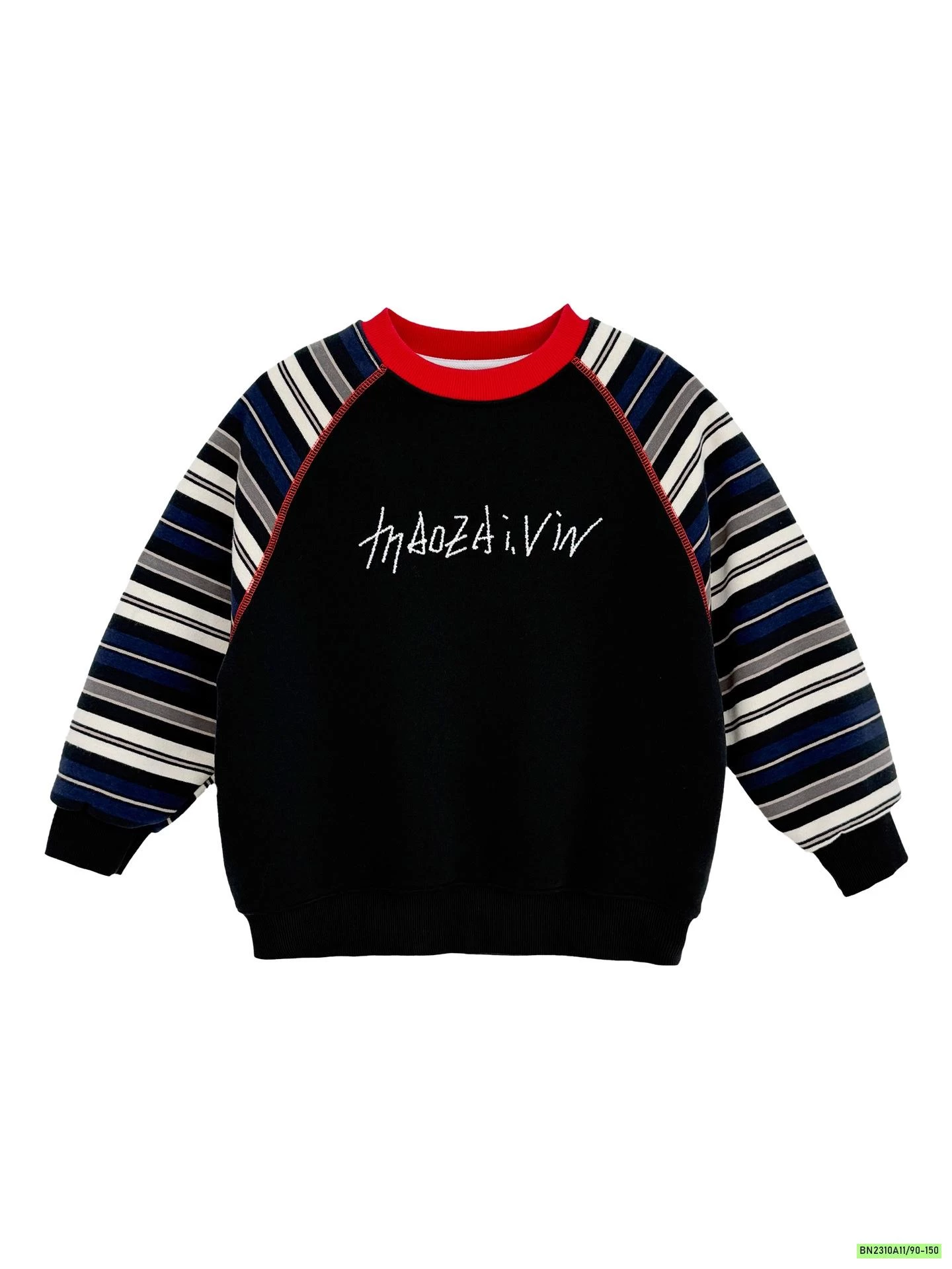 ÁO NỈ PHỐI TAY KẺ LÓT NHUNG