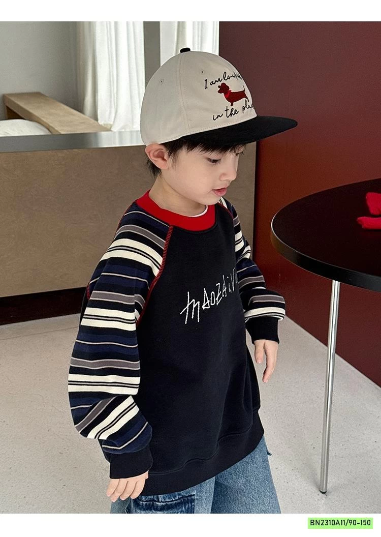 ÁO NỈ PHỐI TAY KẺ LÓT NHUNG