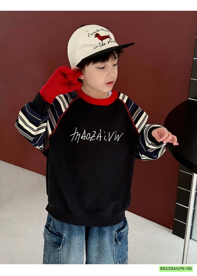 ÁO NỈ PHỐI TAY KẺ LÓT NHUNG