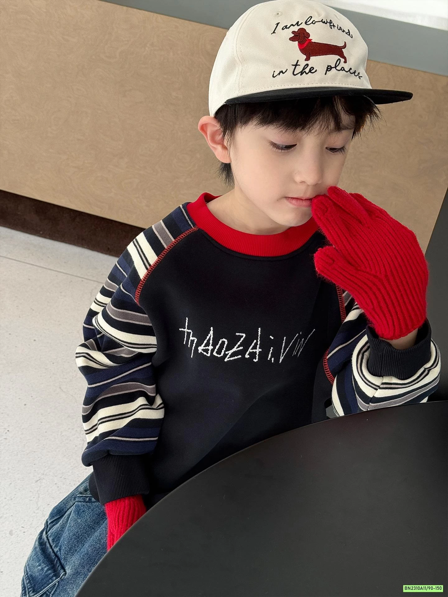 ÁO NỈ PHỐI TAY KẺ LÓT NHUNG