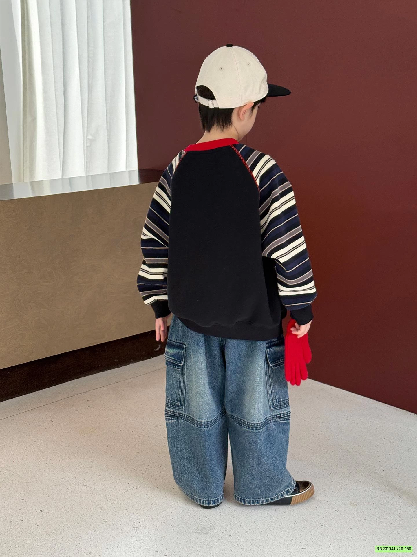 ÁO NỈ PHỐI TAY KẺ LÓT NHUNG