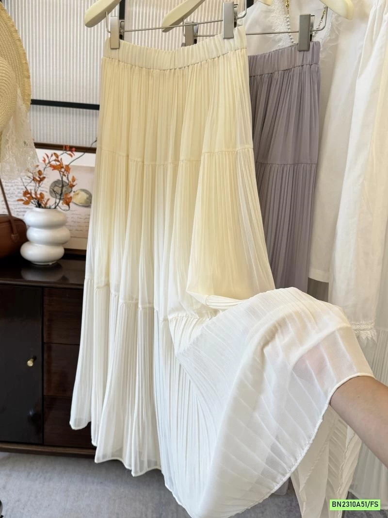 CHÂN VÁY VOAN XẾP LY DÁNG DÀI KIỂU PHÁP