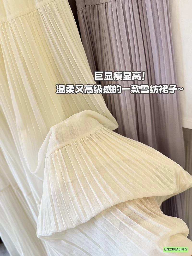 CHÂN VÁY VOAN XẾP LY DÁNG DÀI KIỂU PHÁP