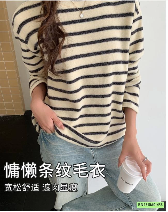 ÁO NỈ KẺ MỀM ẤM NỮ