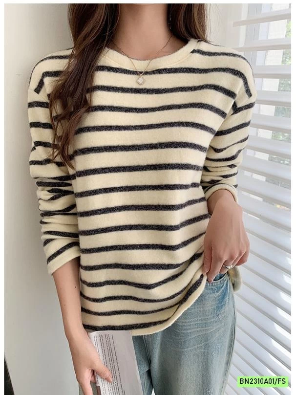 ÁO NỈ KẺ MỀM ẤM NỮ