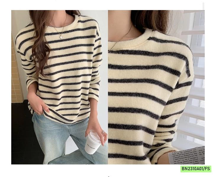 ÁO NỈ KẺ MỀM ẤM NỮ