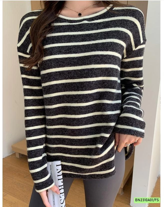 ÁO NỈ KẺ MỀM ẤM NỮ