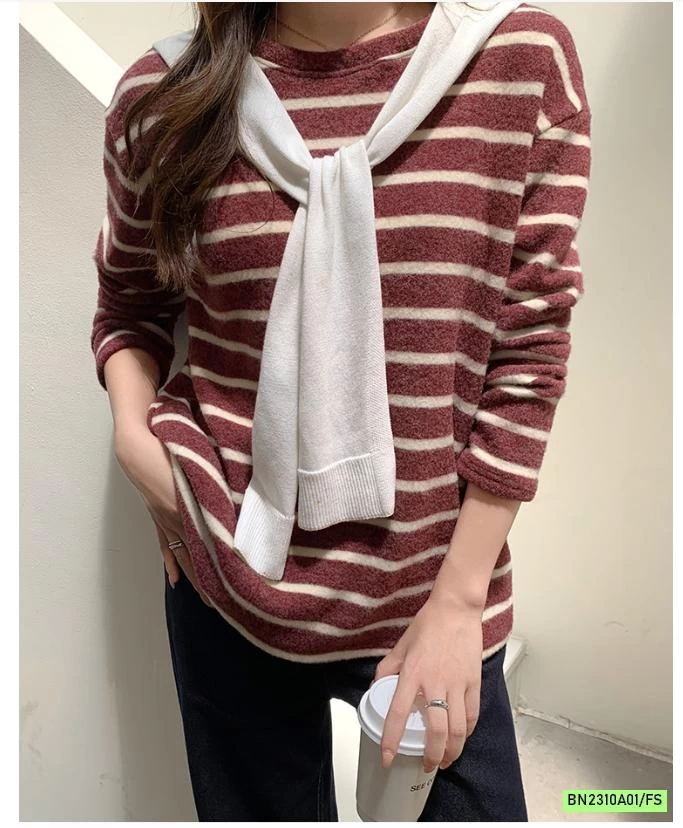 ÁO NỈ KẺ MỀM ẤM NỮ