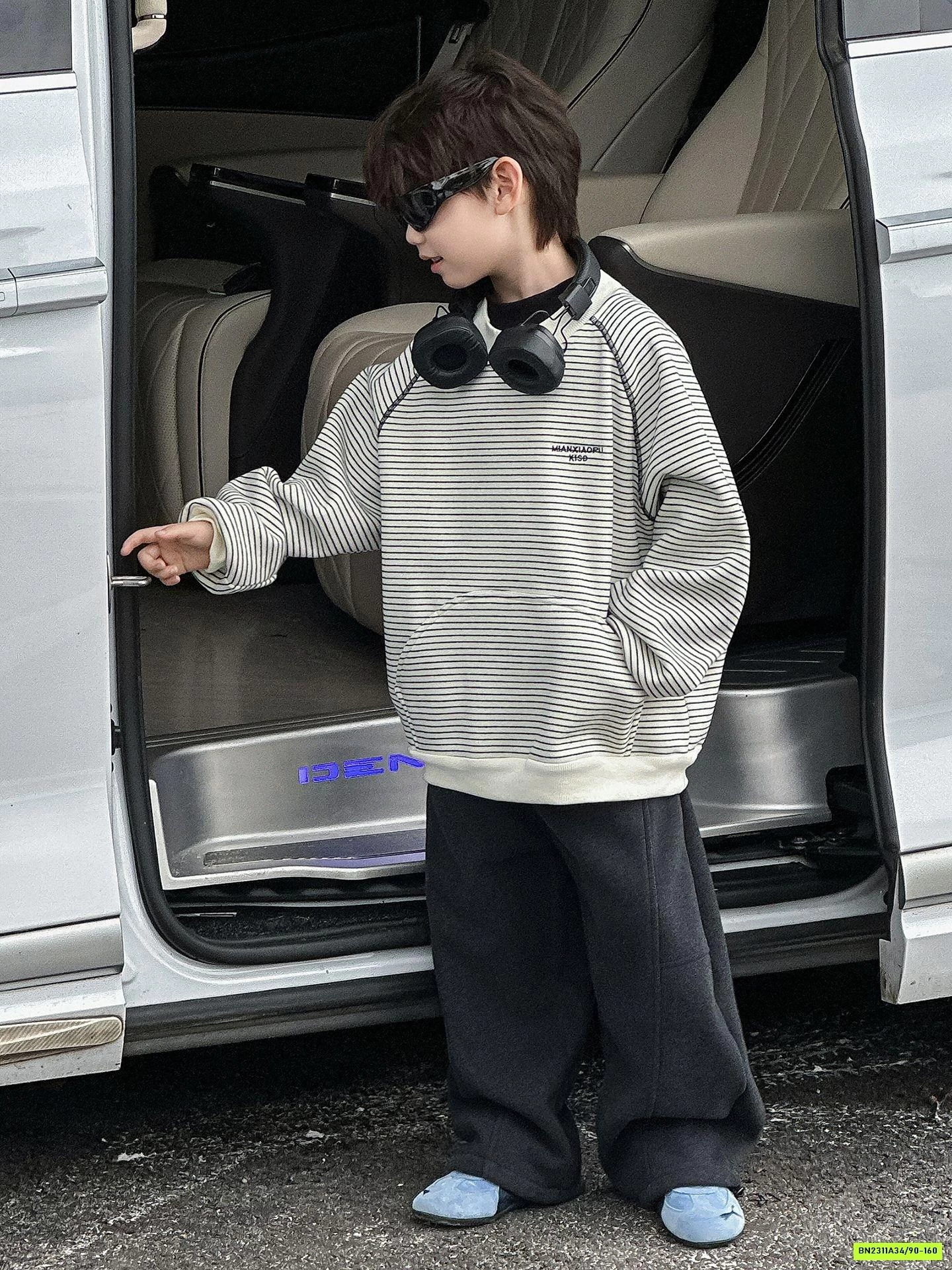 ÁO NỈ KẺ NHỎ LÓT LÔNG CỪU