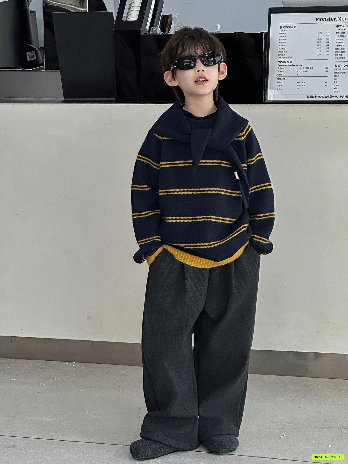 ÁO LEN KẺ VÀNG KÈM KHĂN