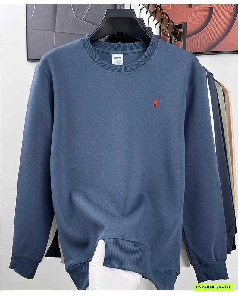 ÁO NỈ NAM THÊU LOGO CỔ TRÒN