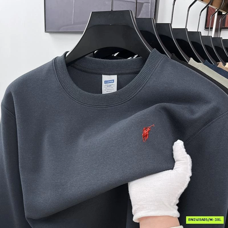 ÁO NỈ NAM THÊU LOGO CỔ TRÒN