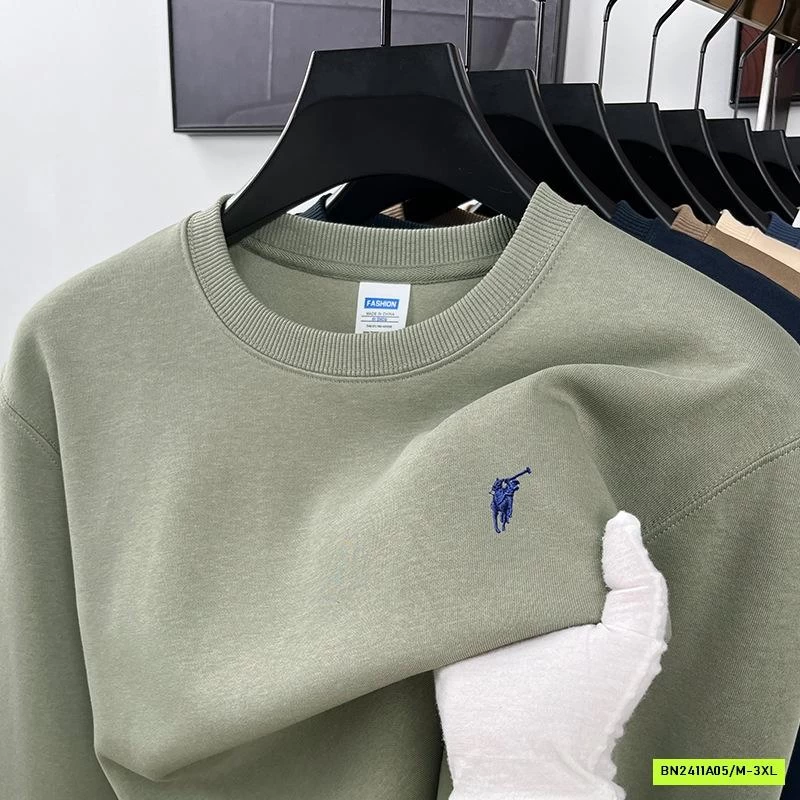 ÁO NỈ NAM THÊU LOGO CỔ TRÒN