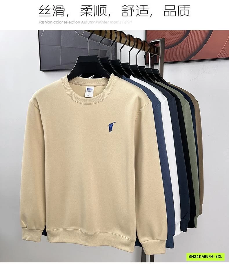 ÁO NỈ NAM THÊU LOGO CỔ TRÒN