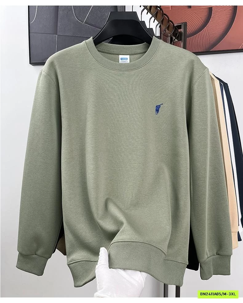 ÁO NỈ NAM THÊU LOGO CỔ TRÒN