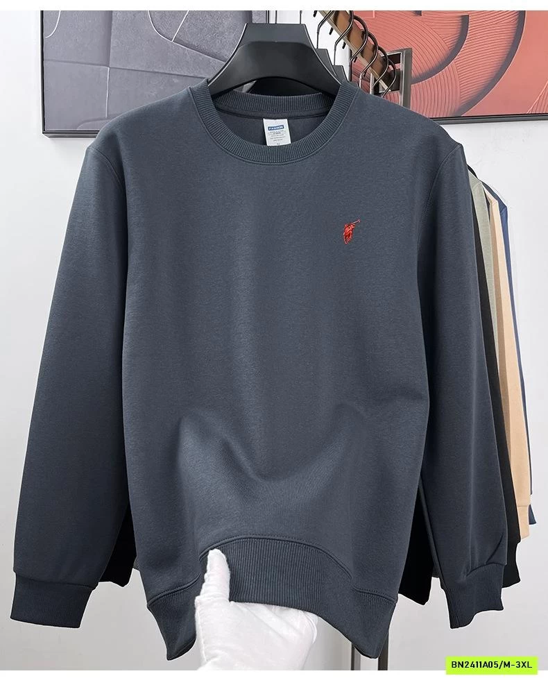 ÁO NỈ NAM THÊU LOGO CỔ TRÒN