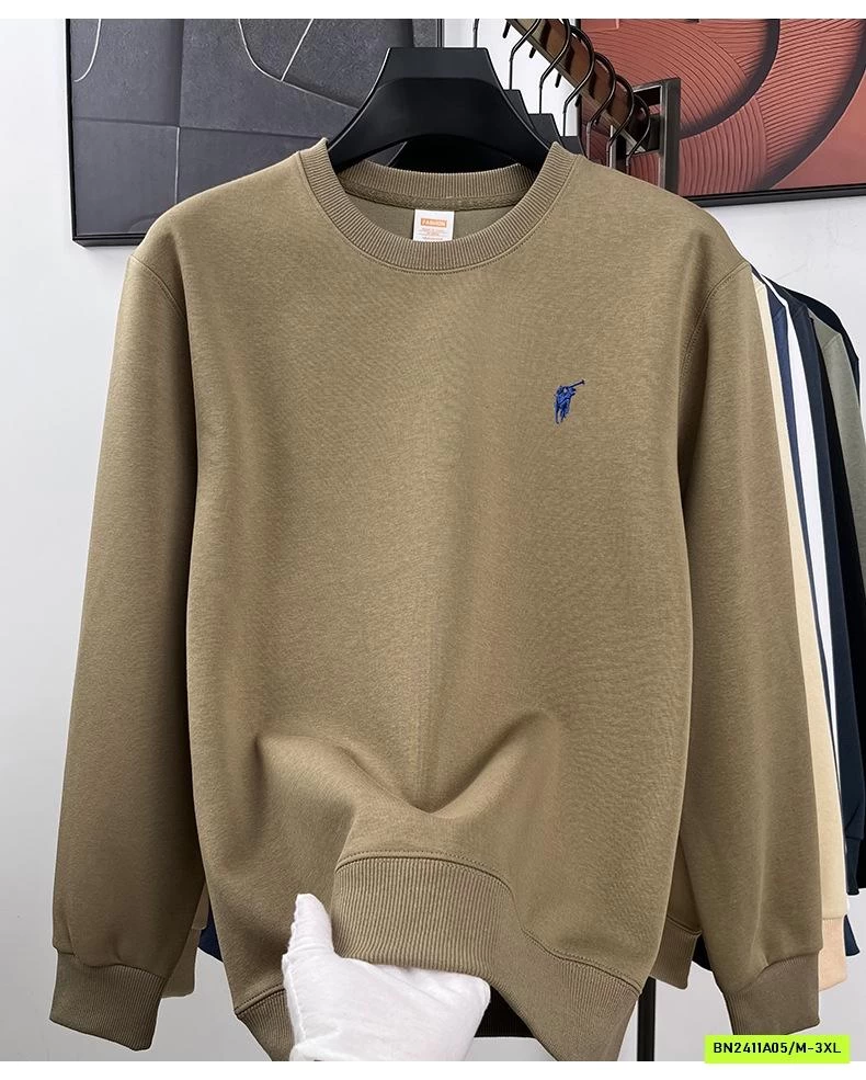 ÁO NỈ NAM THÊU LOGO CỔ TRÒN