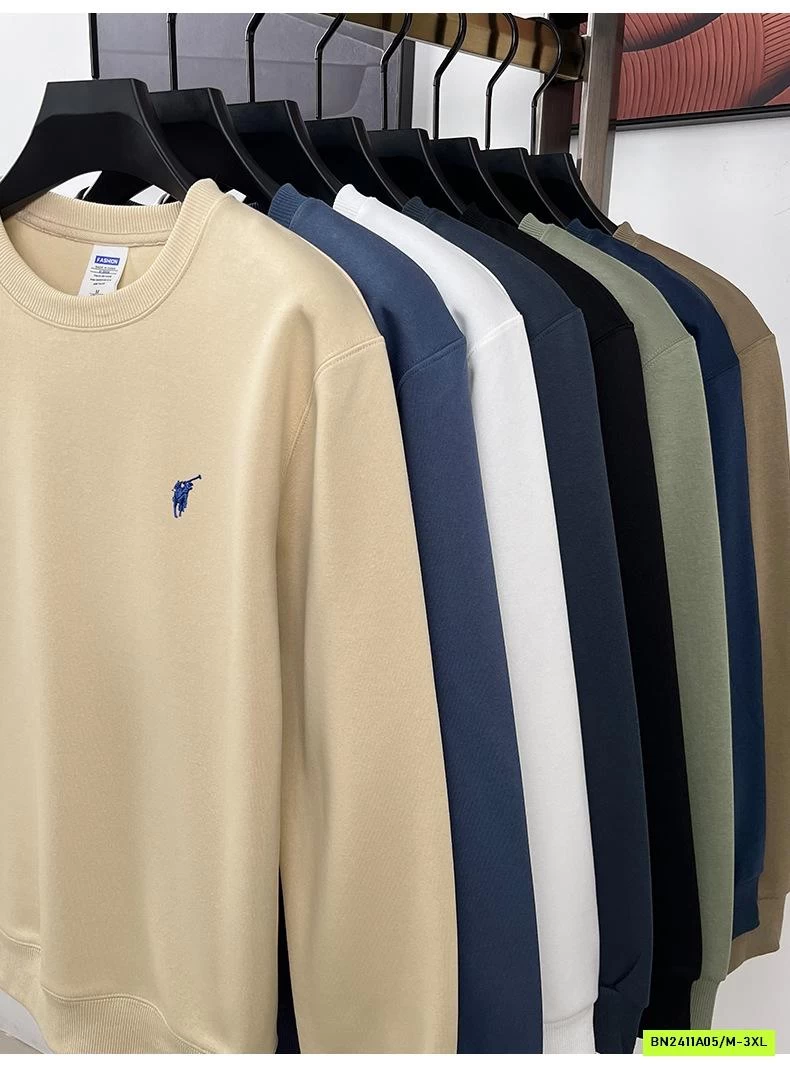 ÁO NỈ NAM THÊU LOGO CỔ TRÒN