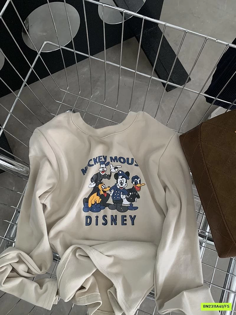 ÁO NỈ CROPTOP IN MICKEY