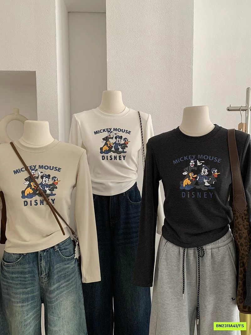 ÁO NỈ CROPTOP IN MICKEY