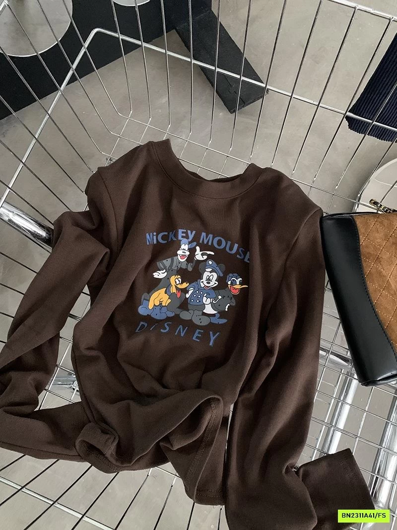 ÁO NỈ CROPTOP IN MICKEY
