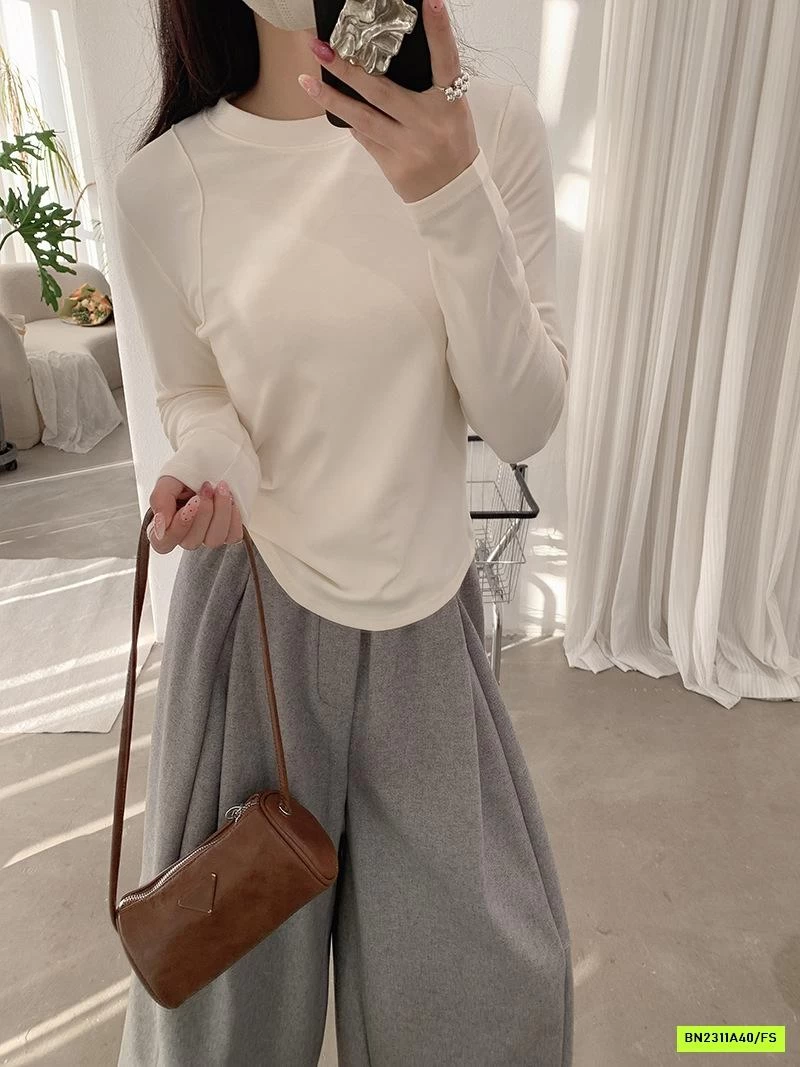 ÁO NỈ CROPTOP CỔ V