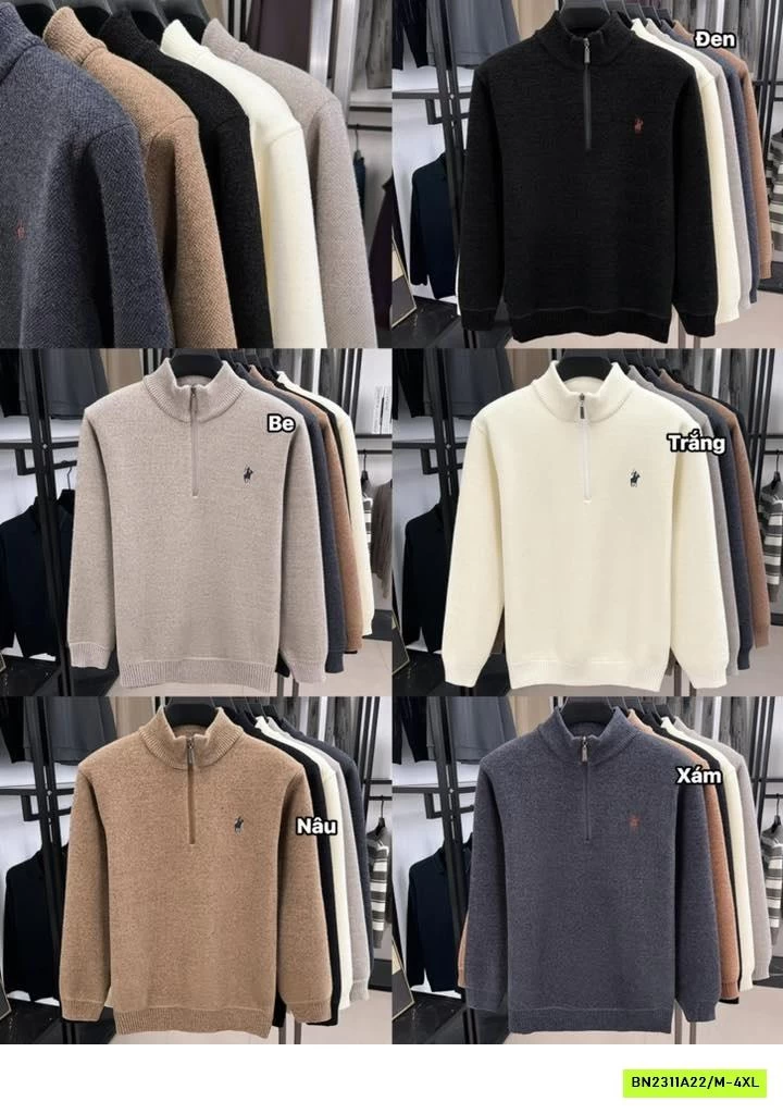 ÁO LEN LÓT NHUNG CỔ KHÓA NAM