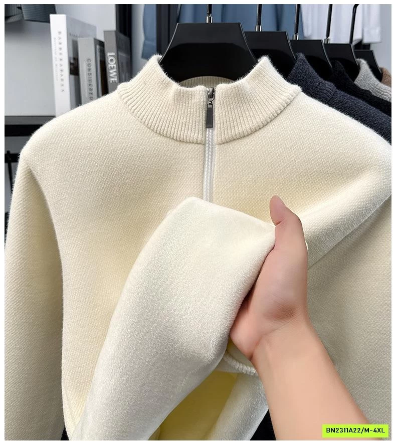 ÁO LEN LÓT NHUNG CỔ KHÓA NAM