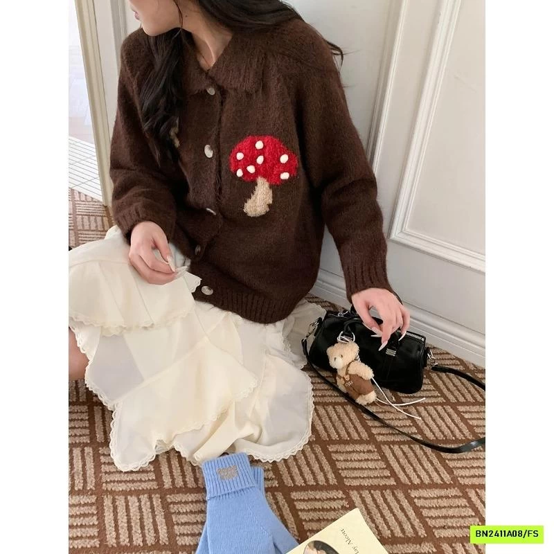 KHOÁC LEN THÊU NẤM VINTAGE