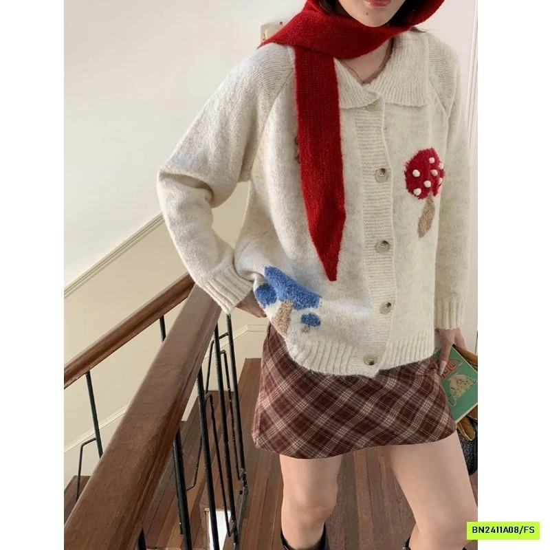 KHOÁC LEN THÊU NẤM VINTAGE