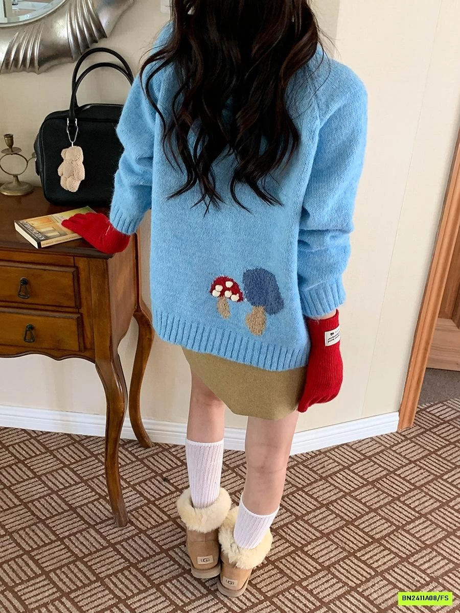 KHOÁC LEN THÊU NẤM VINTAGE